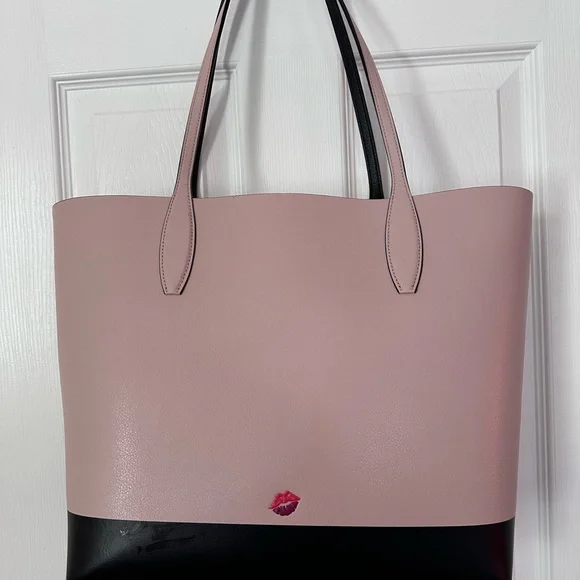 Kate Spade pink and black Minnie Mirror Tote with Red and Purple Accents - Picture 3 of 9